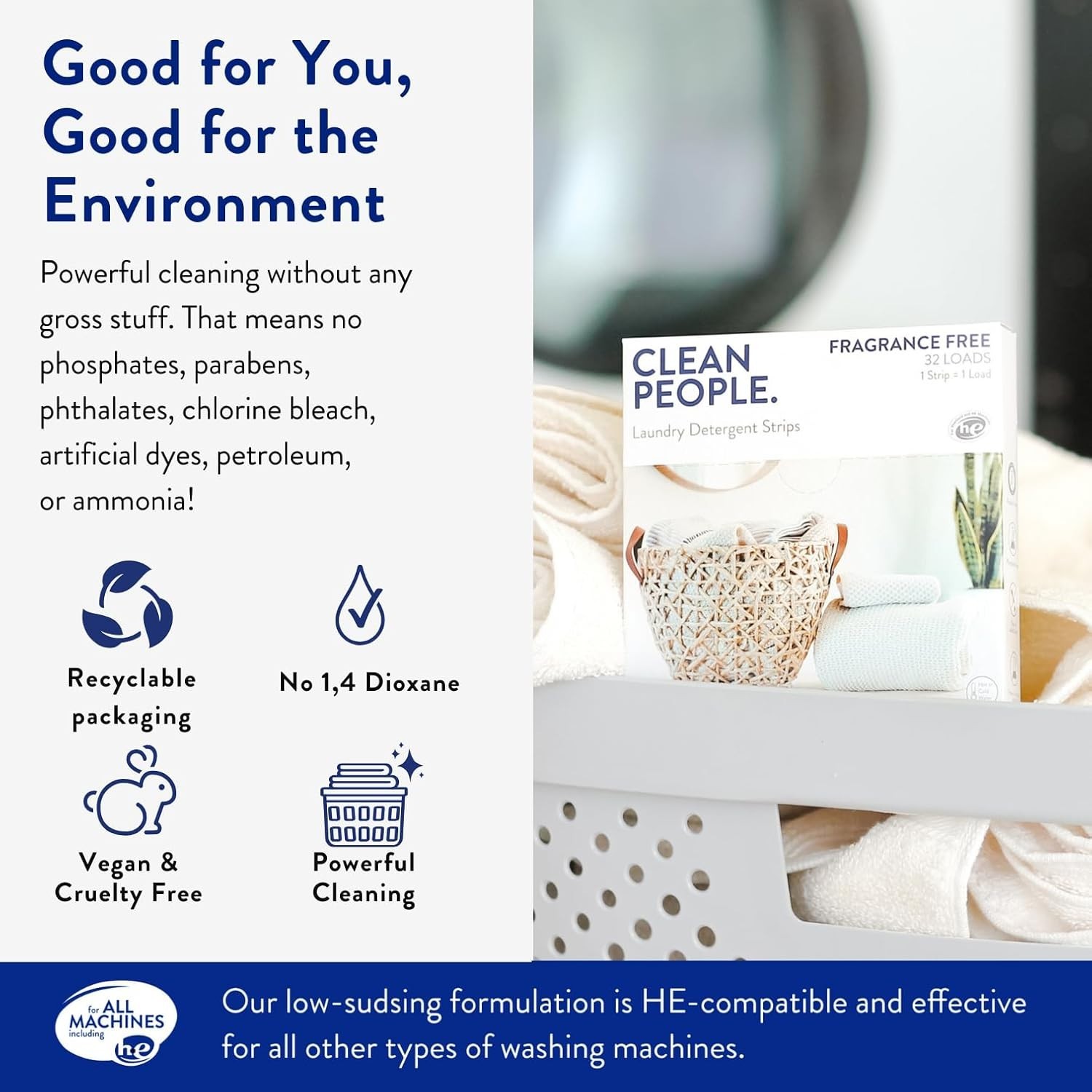 The Clean People Laundry Detergent Sheets | 32 Loads Eco Friendly | Choose Scent