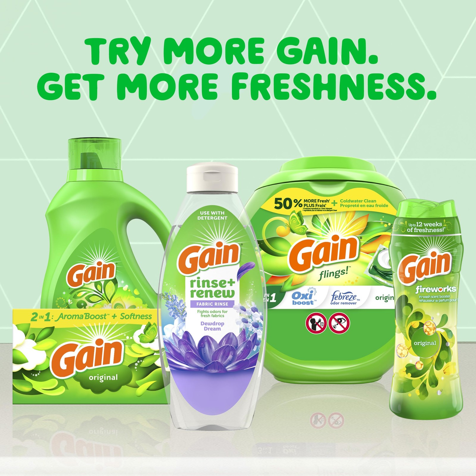 Gain Dewdrop Dream 48 FL OZ Fabric Rinse and Renew Laundry Odor Remover