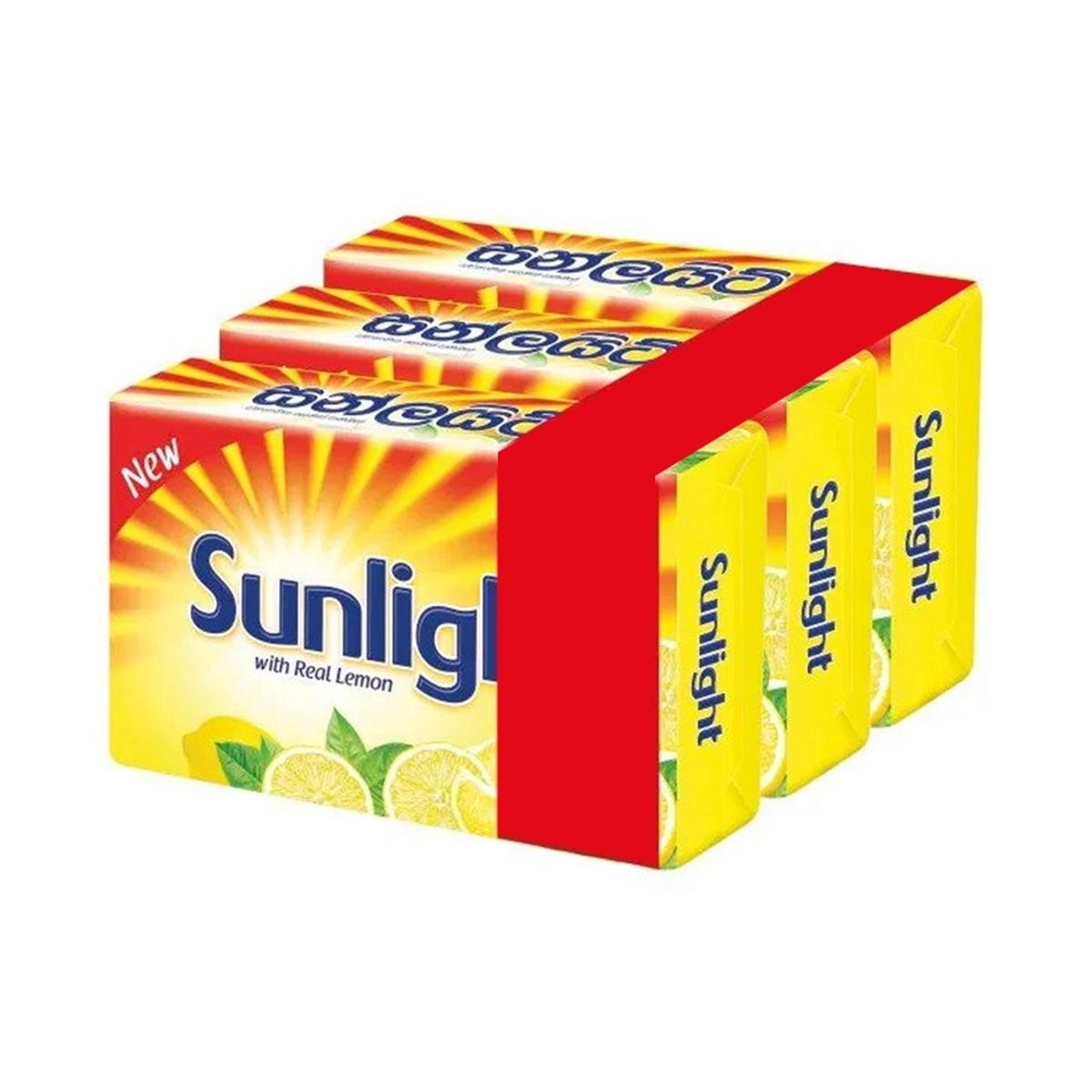 Sunlight Laundry Bar Real Lemon Detergent Clothes Washing Soap (Pack of 03)