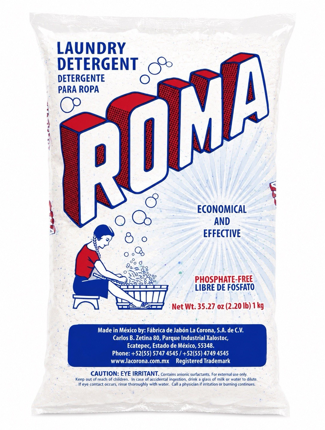 ROMA Laundry Detergent Powder Phosphate-Free 1 kg for Machine or Handwash