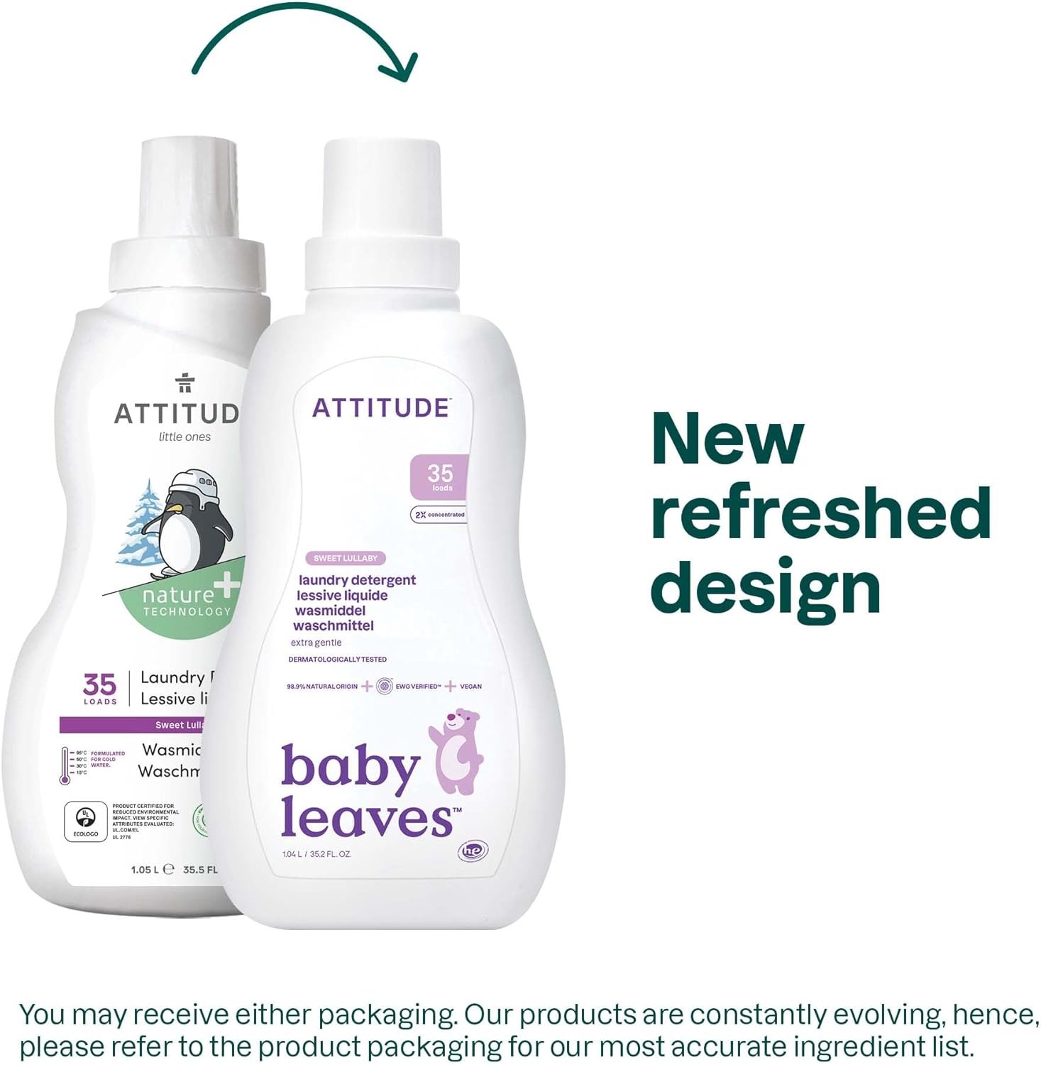 ATTITUDE Baby Laundry Detergent, EWG Verified, Plant and Mineral-Based Formula,