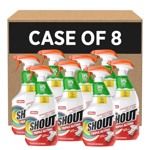 Shout Laundry Stain Remover Spray, 22 fl oz Bottles, 8 Pack