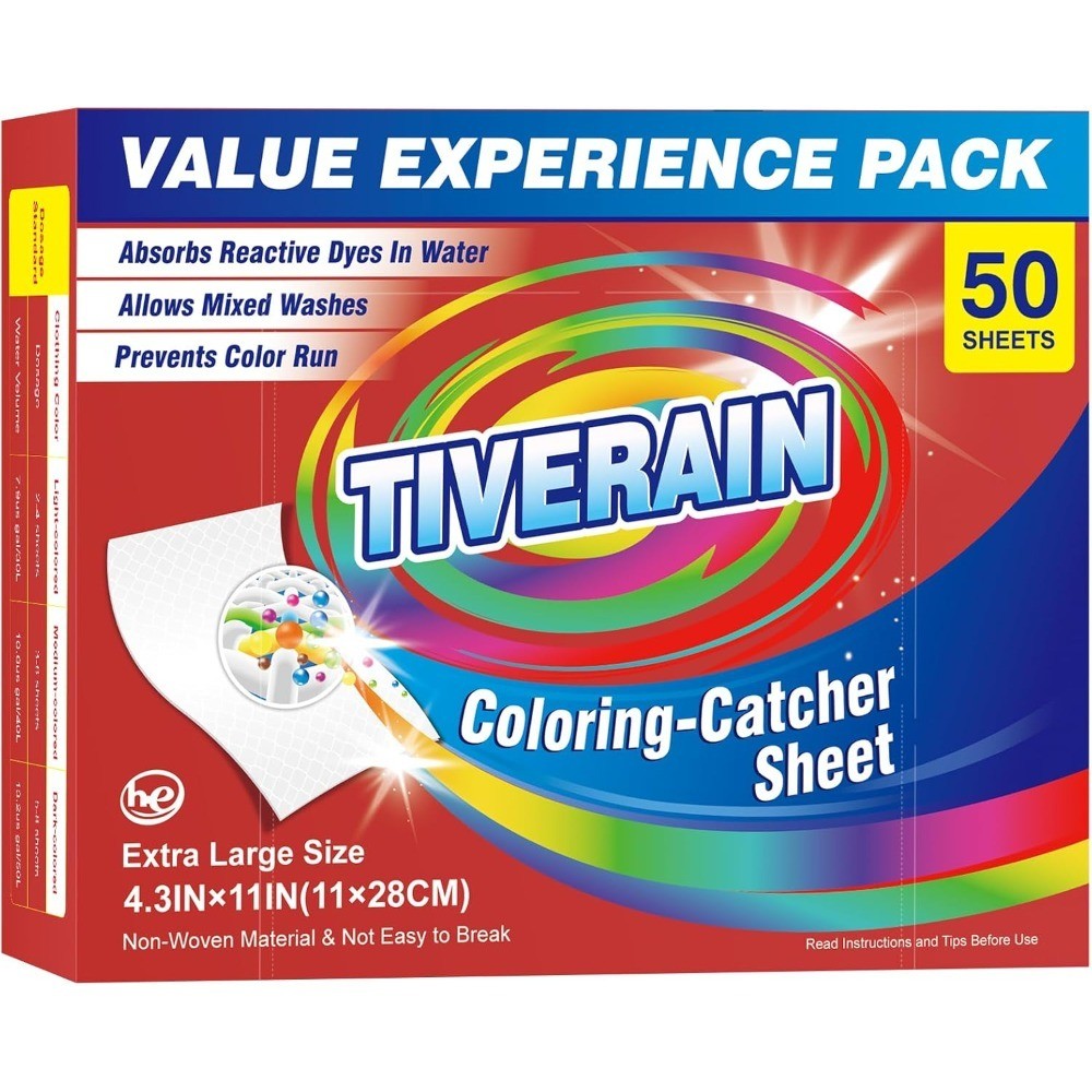 Laundry Color Catcher Sheets 50 Count, Prevents Color Bleeding, Mix Colors and