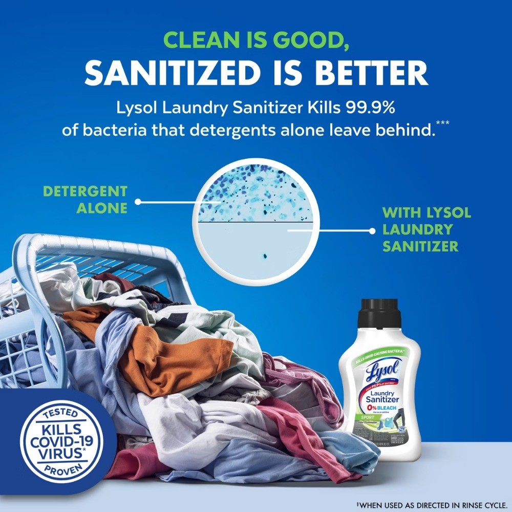 Lysol Sport Laundry Sanitizer – 90oz, Bleach-Free,HE Compatible, Liquid Additive