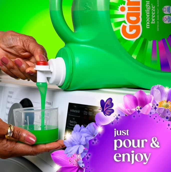 (2 pack) Gain HE Liquid Laundry Detergent Moonlight Breeze 132 fl oz 100 Loads
