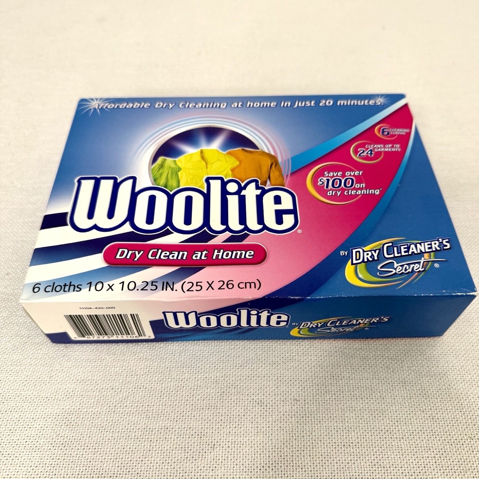 Woolite Dry Clean At Home Dry Cleaner’s Secret 1 Full Box 6 Cloths New