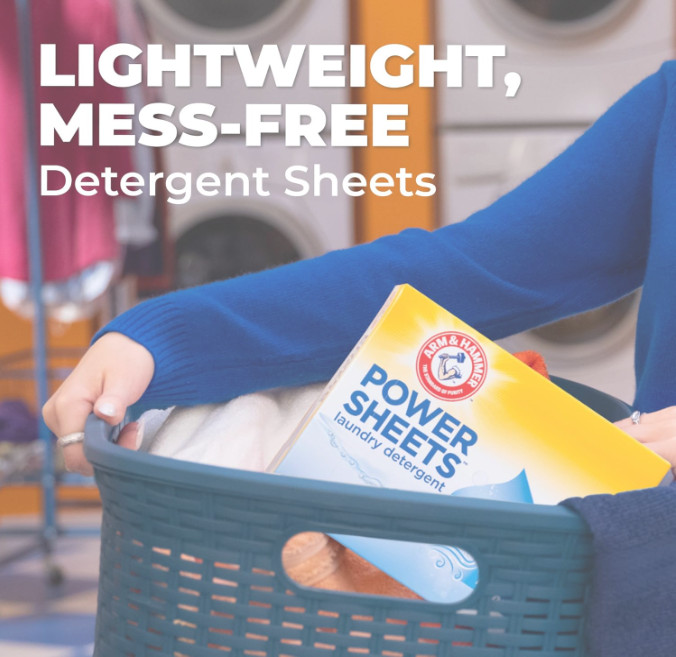 ARM & HAMMER Power Sheets Laundry Detergent, Fresh Breeze Scent, No Mess….