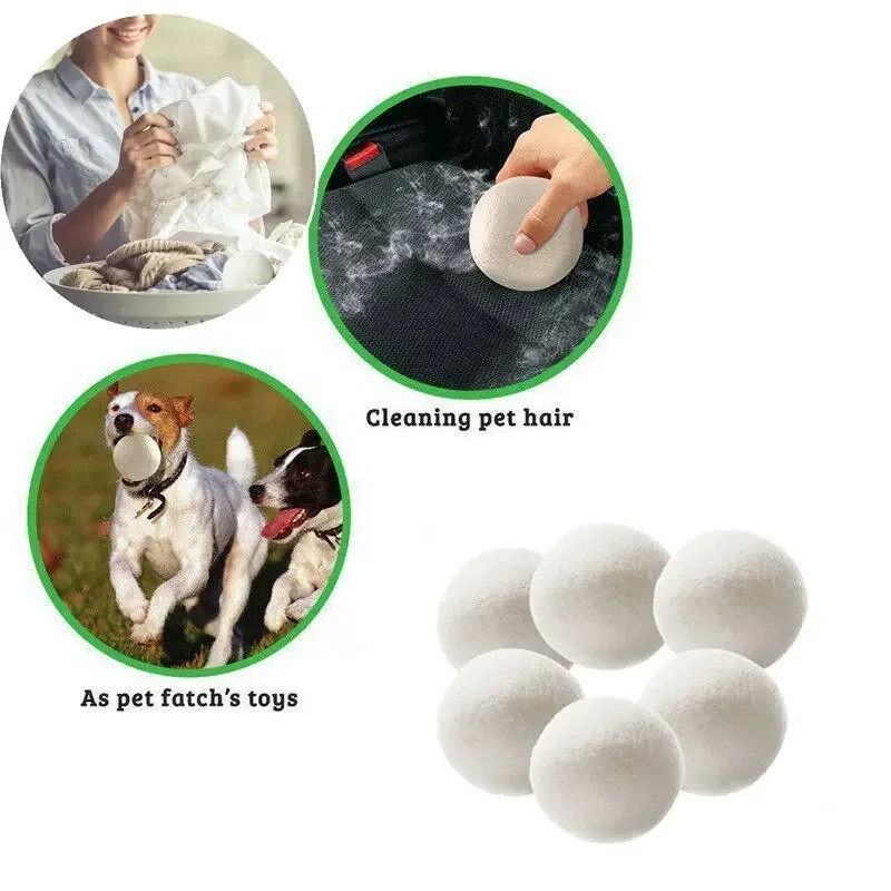 6 Wool Dryer Balls XL Organic Wool Natural Laundry Fabric Softener Antistatic