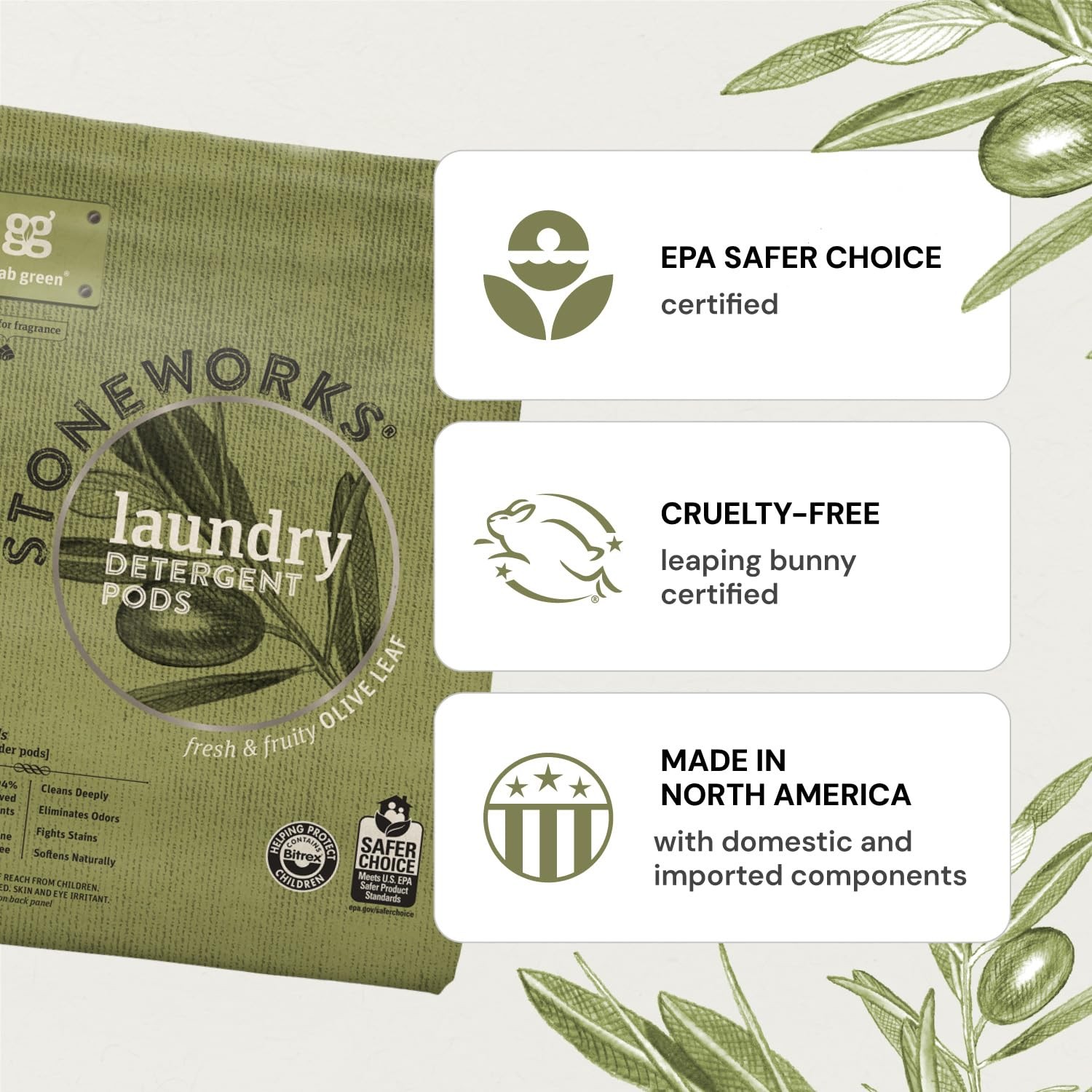 Stoneworks Laundry Detergent Pods 50 Count Fragrance Free Eco Friendly Formula