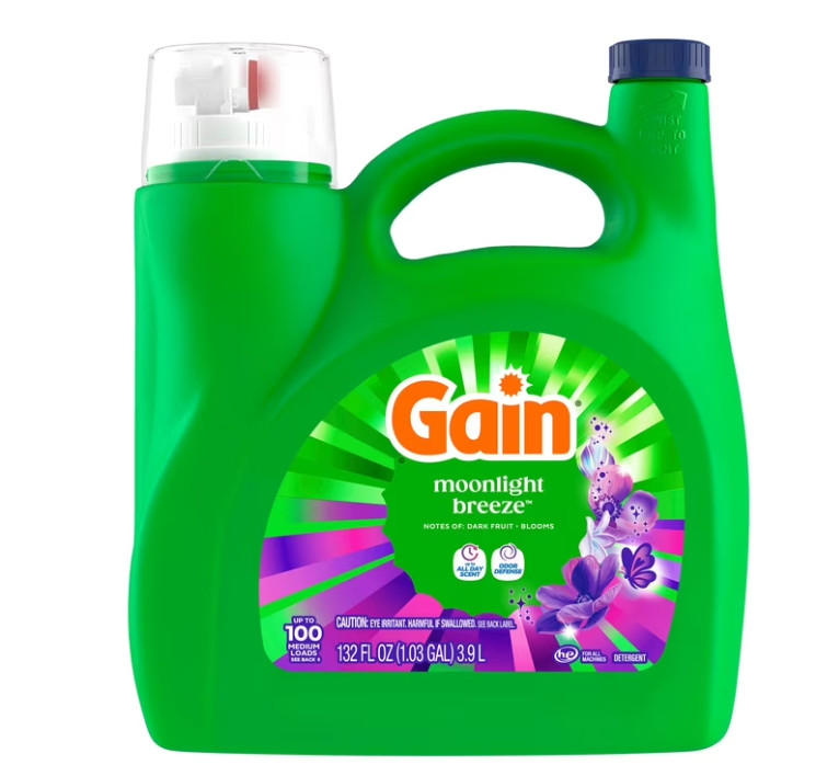 (2 pack) Gain HE Liquid Laundry Detergent Moonlight Breeze 132 fl oz 100 Loads