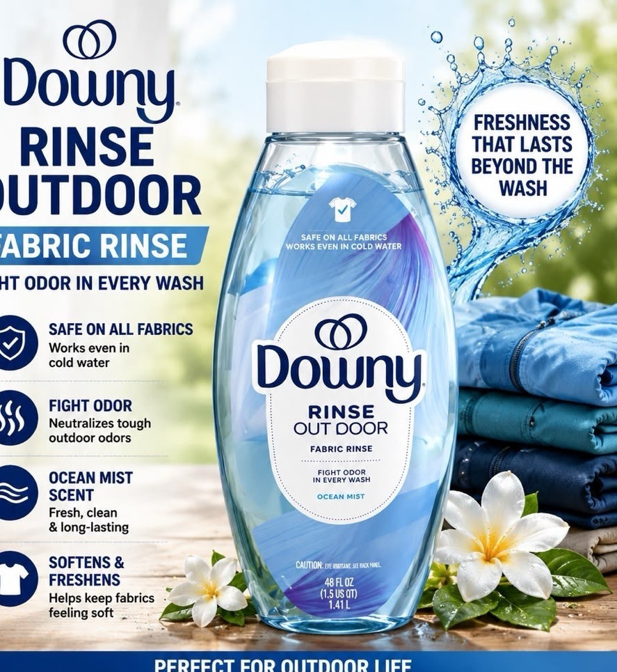 Downy Rinse Outdoor Fabric Rinse, Ocean Mist, Softens & Freshens, 48 fl oz