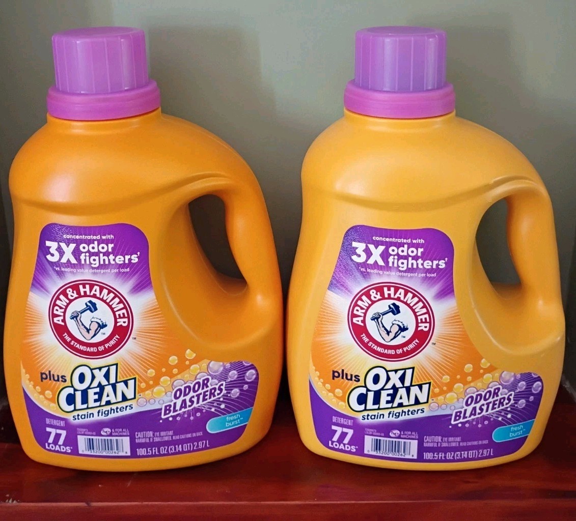 Arm & Hammer Plus OxiClean 77 Loads Liquid Laundry Detergent-Fresh Burst 2 Pack