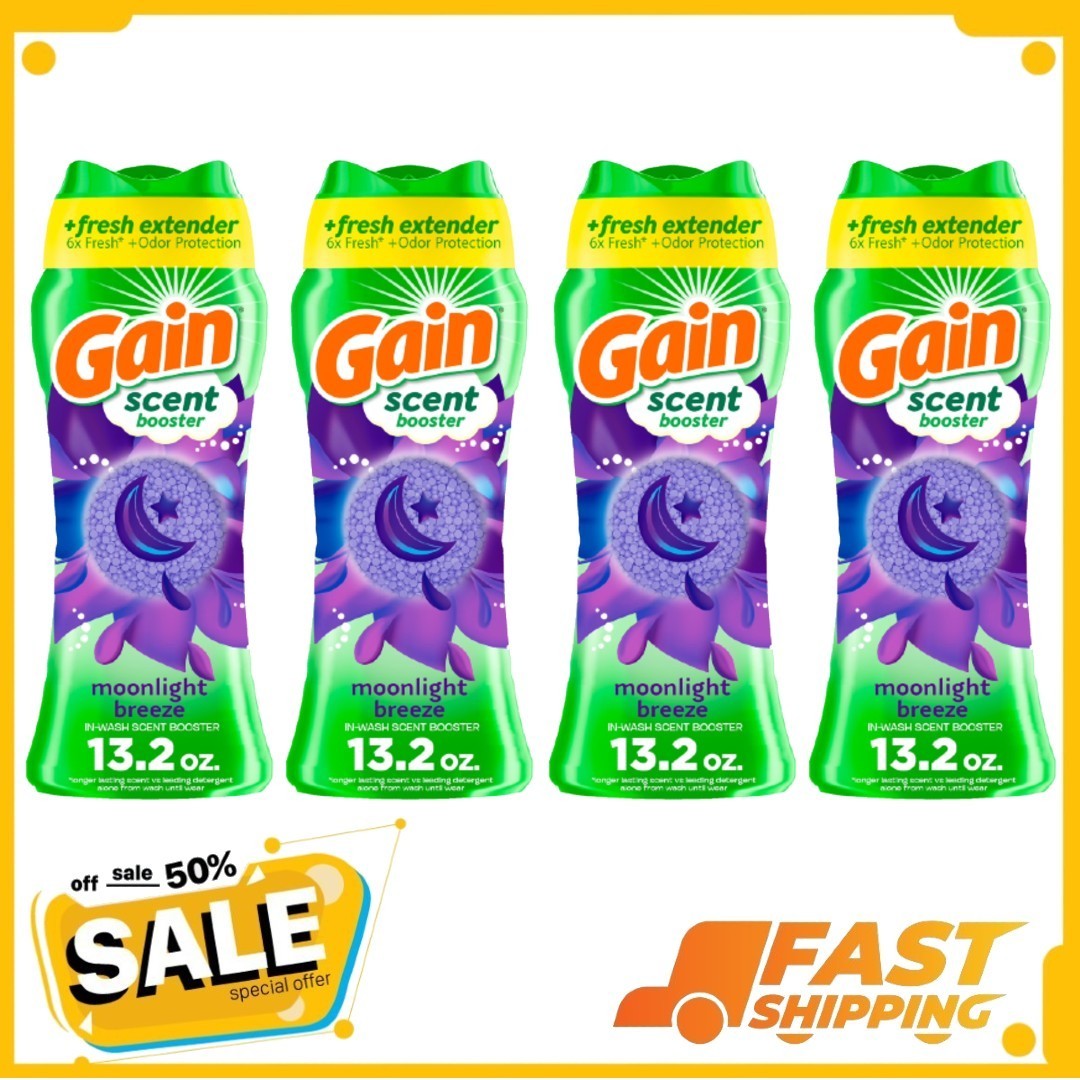 ( 4 Pack ) Gain Laundry Scent Beads, Moonlight Breeze Scent, 13.2oz