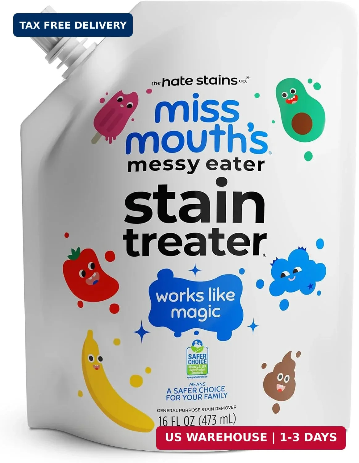 Miss Mouth’s Messy Eater Refill, Laundry Stain Remover, 16 Oz Pouch | Easy Refil