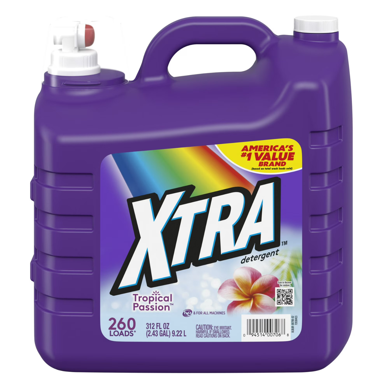 Xtra Tropical Passion, 260 Loads Liquid Laundry Detergent, 312 fl oz, 2 Pack