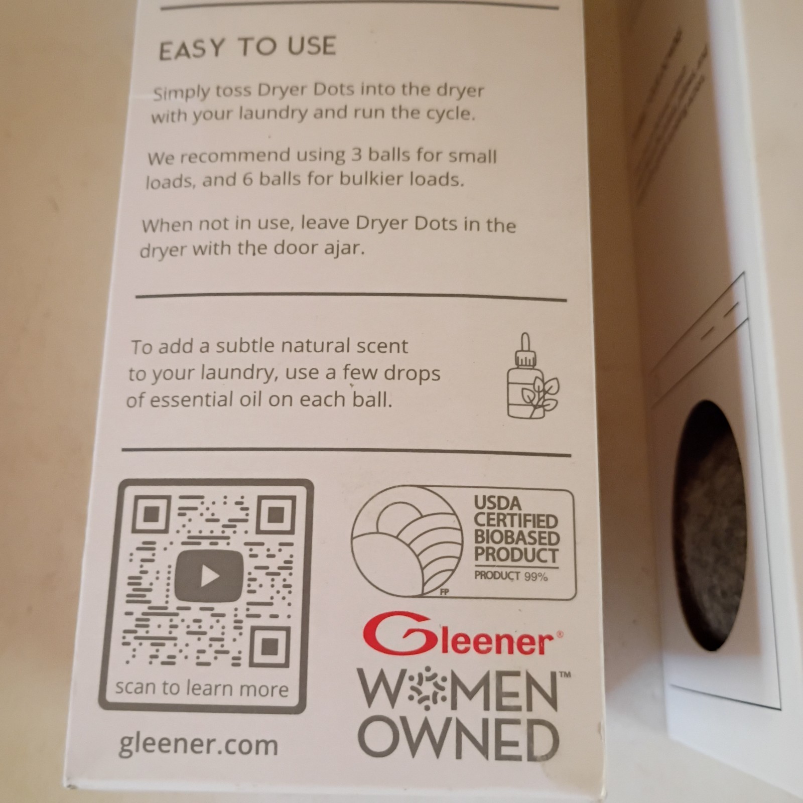 Gleener Dryer Dots Fabric Softener Balls 100% Natural Wool Hypo-Allengenic 3Pack