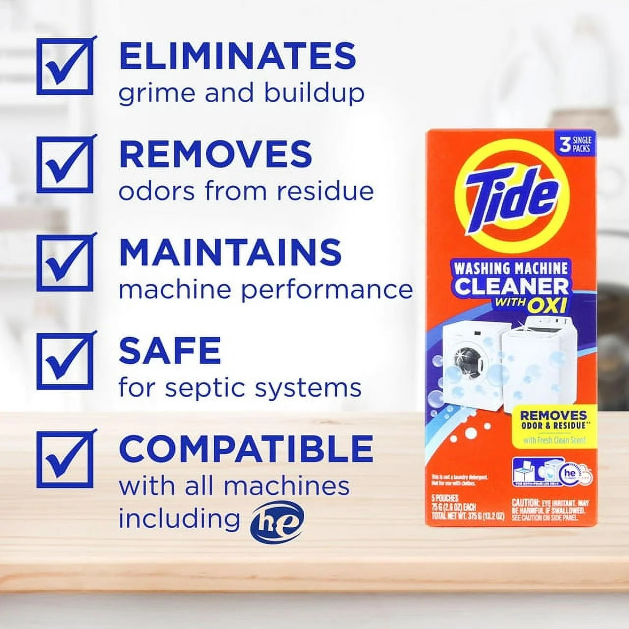 TIDE Washing Machine Cleaner OXI Enhanced Remove Odor Residue 4 Month Value Pack