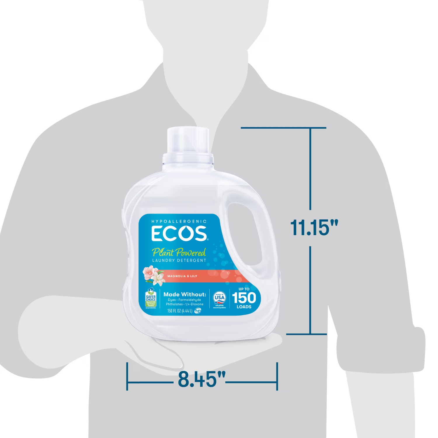 (3 Pack) ECOS Hypoallergenic Laundry Detergent Magnolia Lily 150 fl oz 150 Loads
