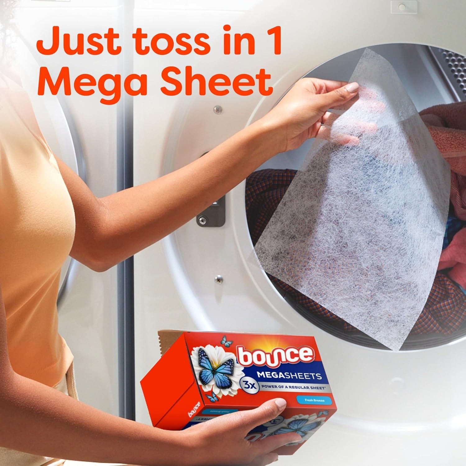 Bounce Wrinkle Guard Mega Fabric Softener Dryer Sheets, 130 Ct