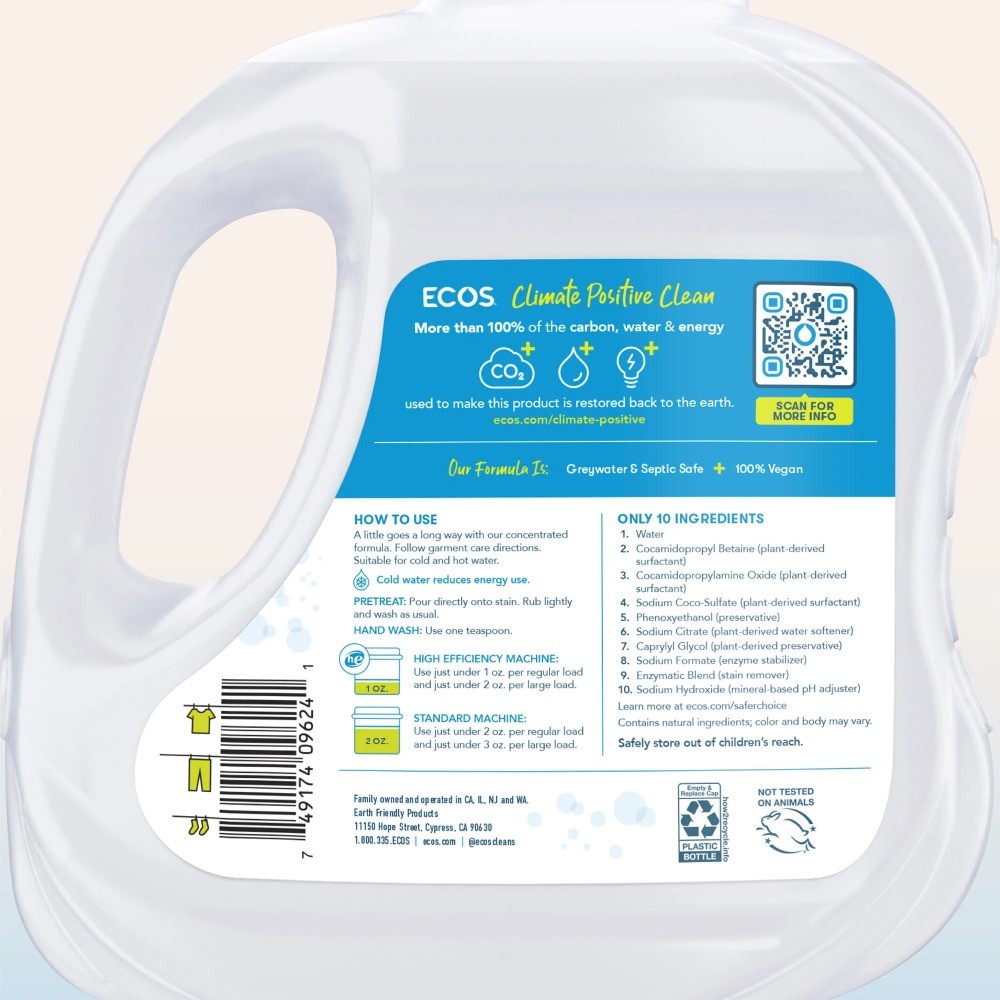 Plus Liquid Laundry Detergent with Stain-Fighting Enzymes, Free & Clear