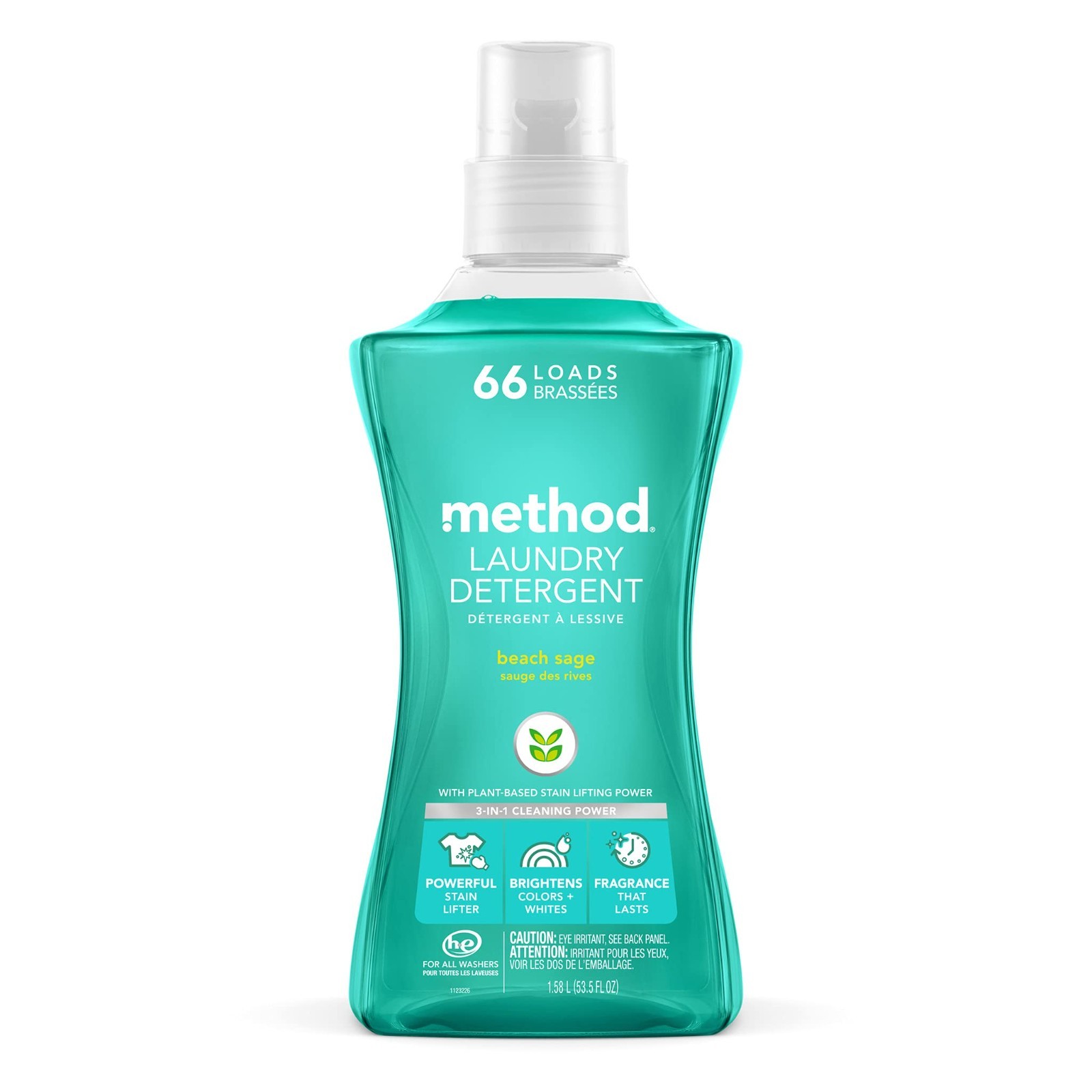 Method Liquid Laundry Detergent; Beach Sage Scent, Plant-Based Stain…