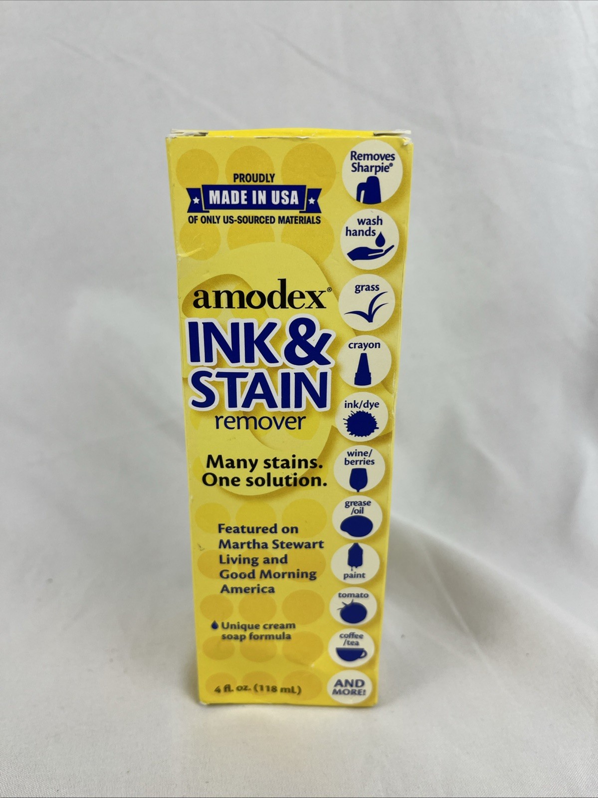 Amodex Spot Remover Ink & Stain Remover 4oz Bottle Nontoxic New Made In USA