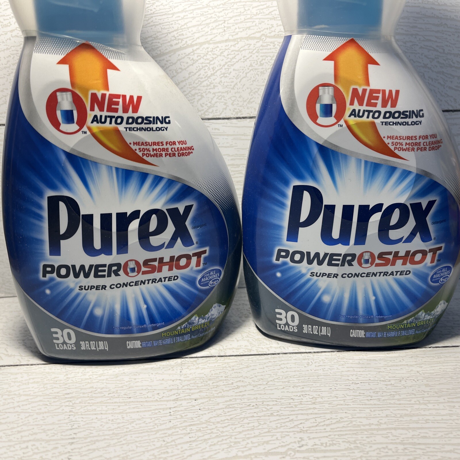 2x Purex Power Shot Detergent Super Concentrated 30 loads Mountain breeze 30 oz