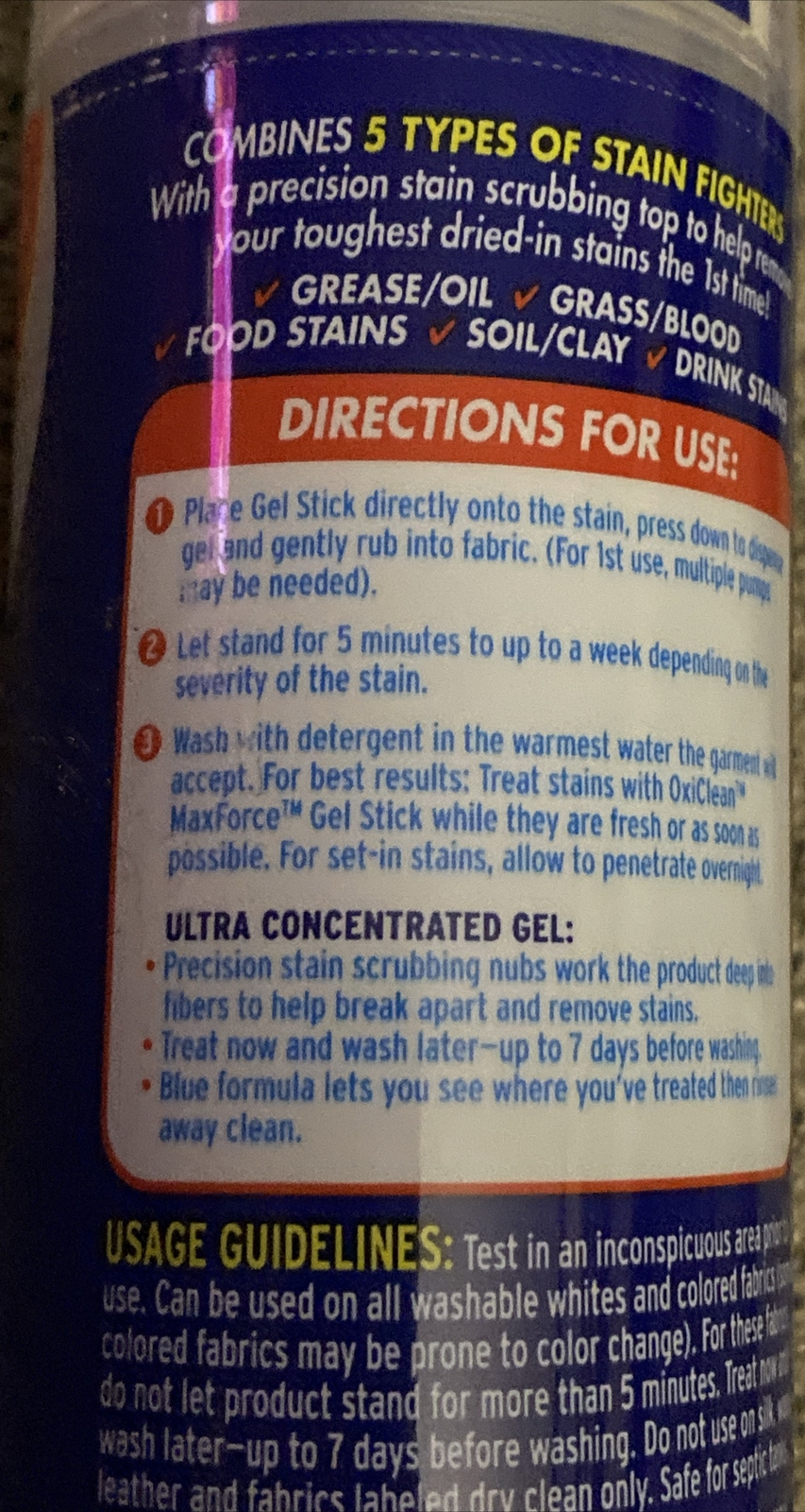 OxiClean MaxForce Gel Stick 5 In 1 Power Laundry Stain Remover 6.2 fl oz