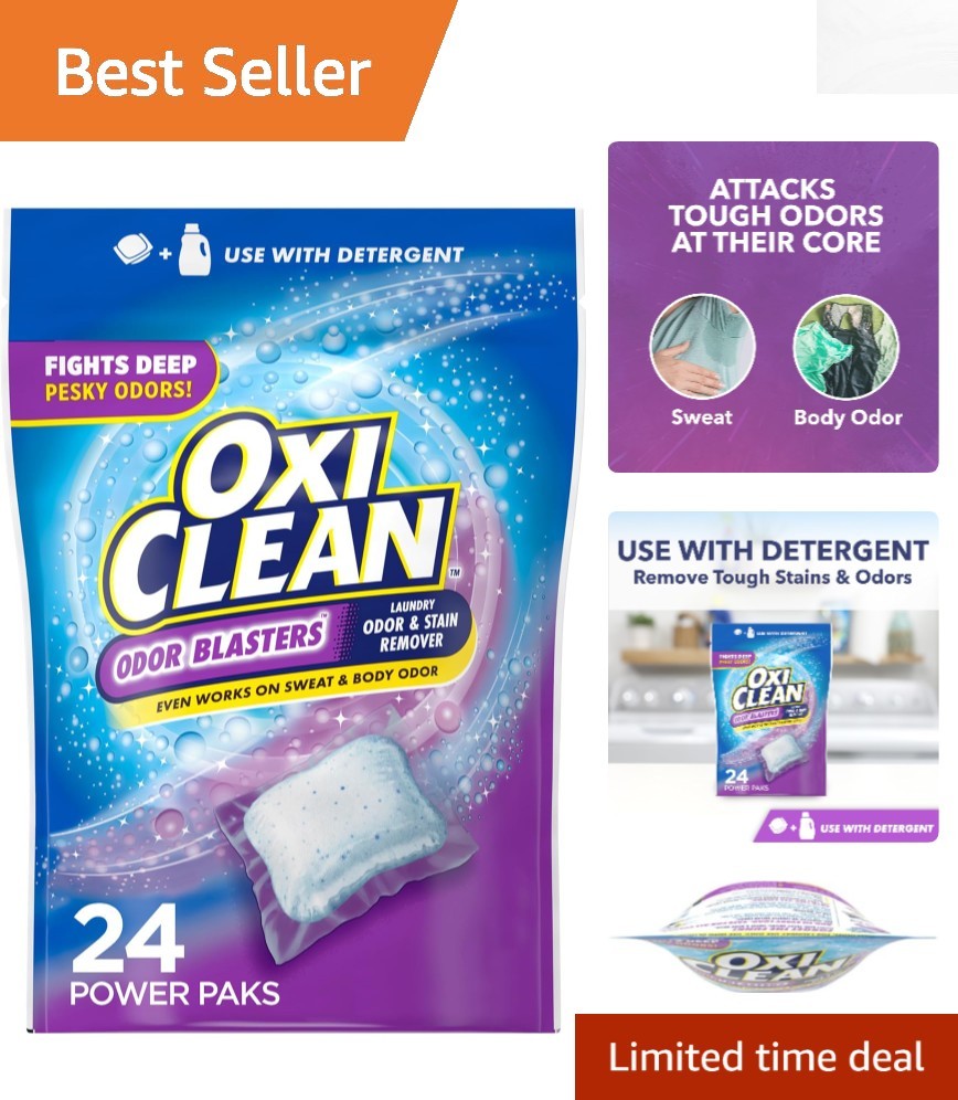 Eco-Friendly Odor Blasters Stain Remover Paks – 24 Count for Tough Laundry