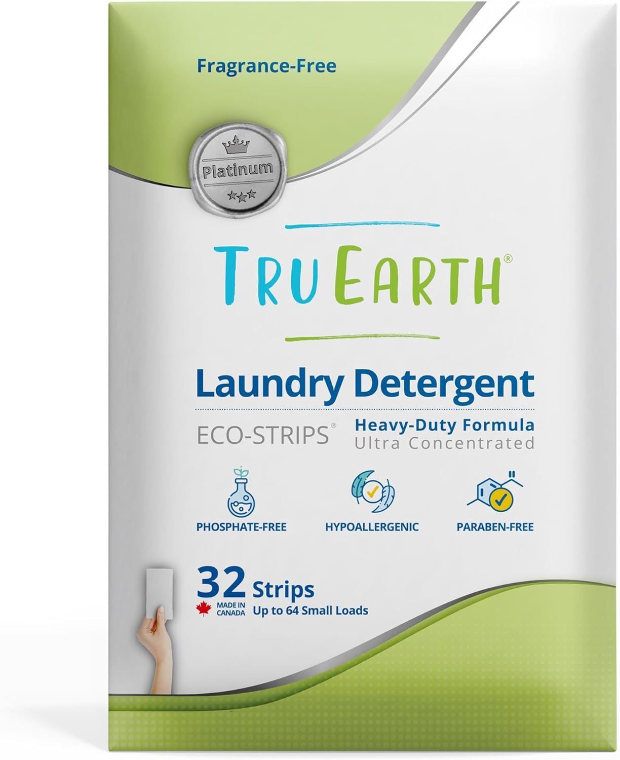 Tru Earth Platinum – Heavy Duty Laundry Detergent Sheets – up to 64 Loads (32 Co