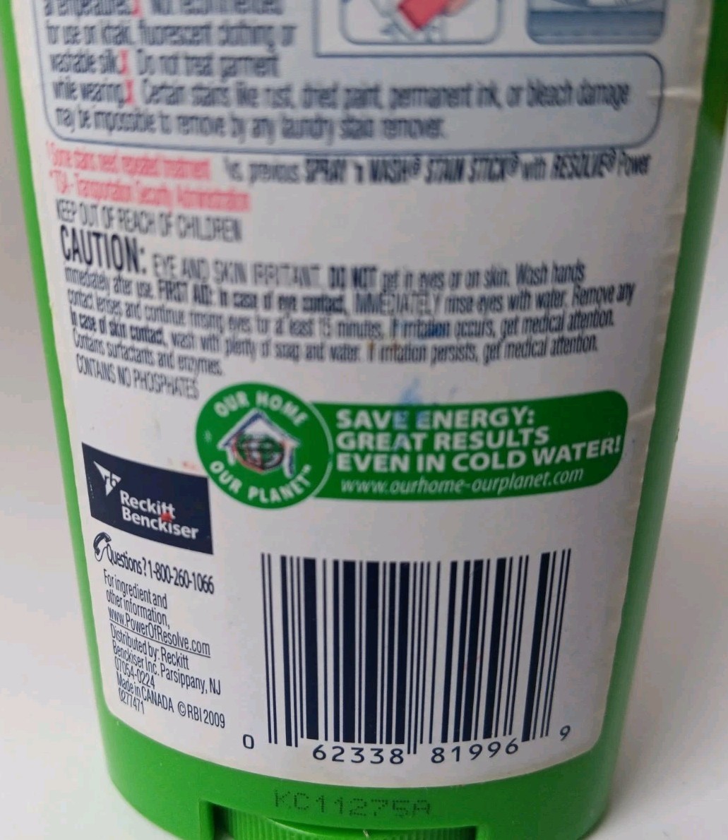 Spray n Wash Laundry Stain Stick Pre Treater Vintage Discontinued 3oz