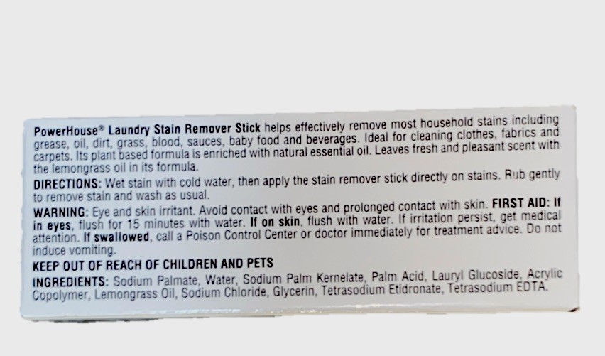 4 pack of 3oz Powerhouse Laundry Stain Remover Soap Stick Lemongrass Home Travel