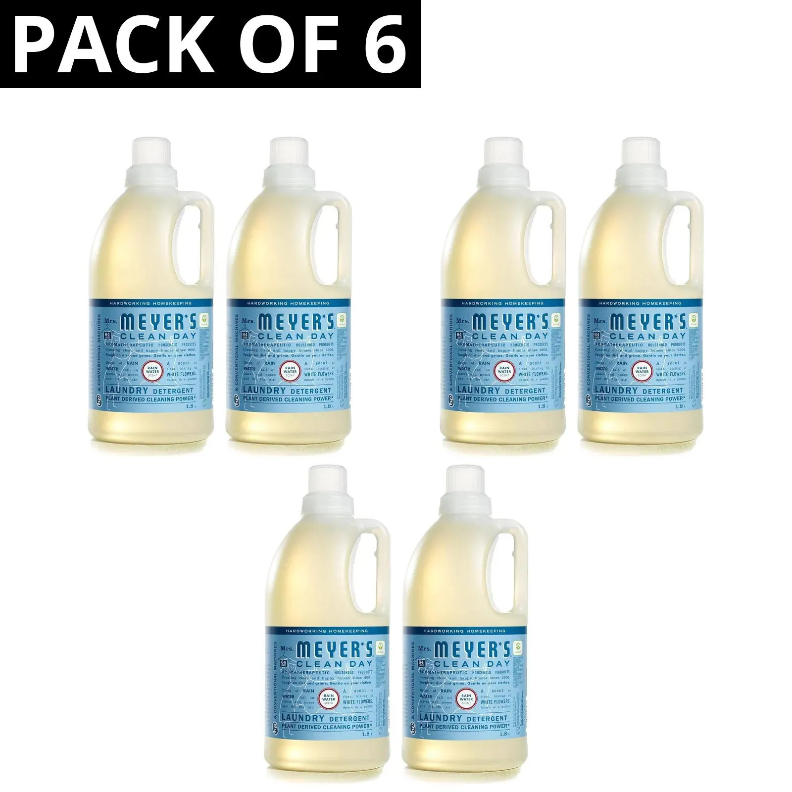 Mrs. MEYER’S CLEAN DAY Liquid Laundry Detergent Rain Water 64 Fl Oz PACK OF 6