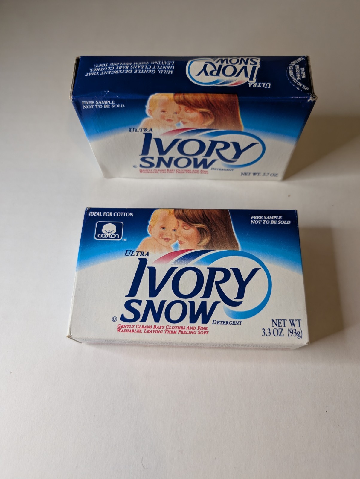 Ivory Snow Detergent Trial Size Lot Of 2 NOS Prop