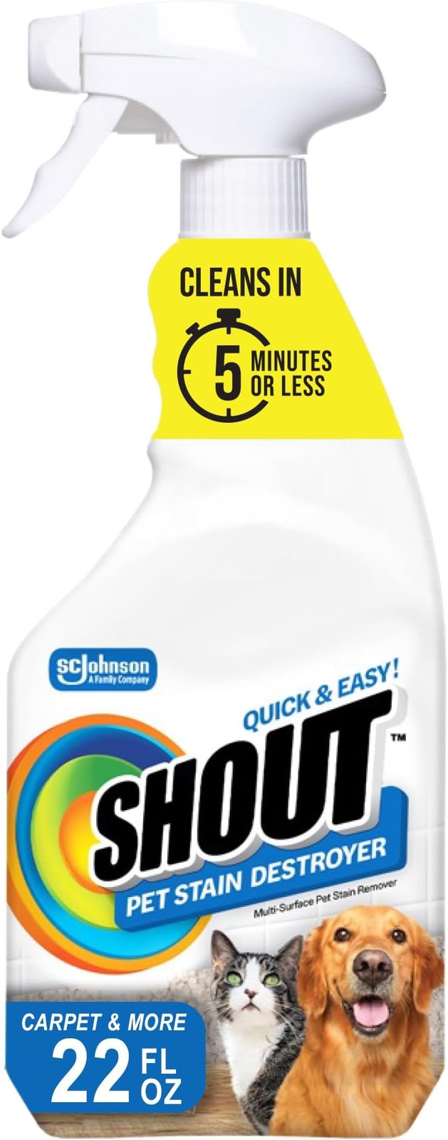 Shout Pet Stain Remover Spray, Color-Safe Multisurface & Carpet Cleaner Solut…