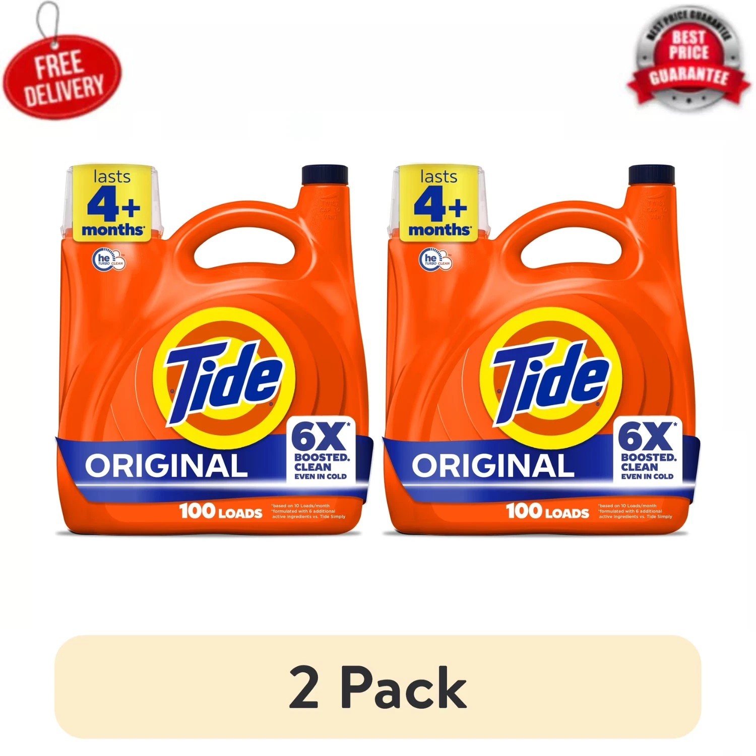 2 Pack – Tide Liquid Laundry Detergent Original 125 fl oz 100 Loads HE,