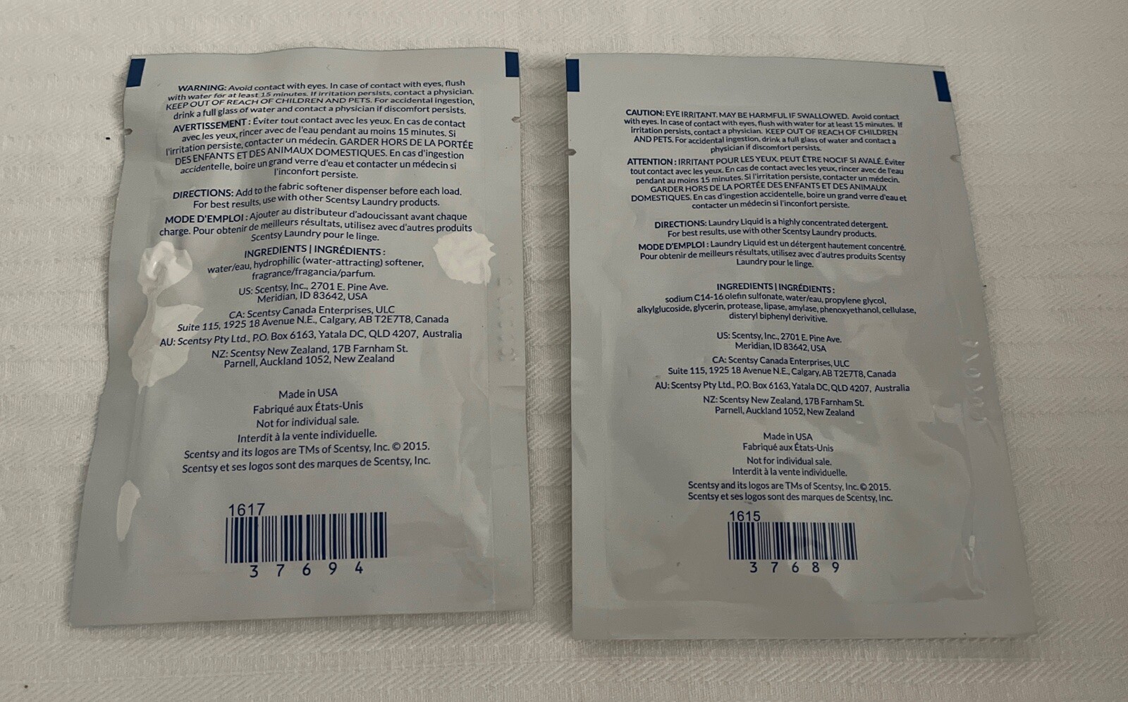 Scentsy LAUNDRY LIQUID Clean Scent Sample 0.5 fl oz and Clothing conditioner