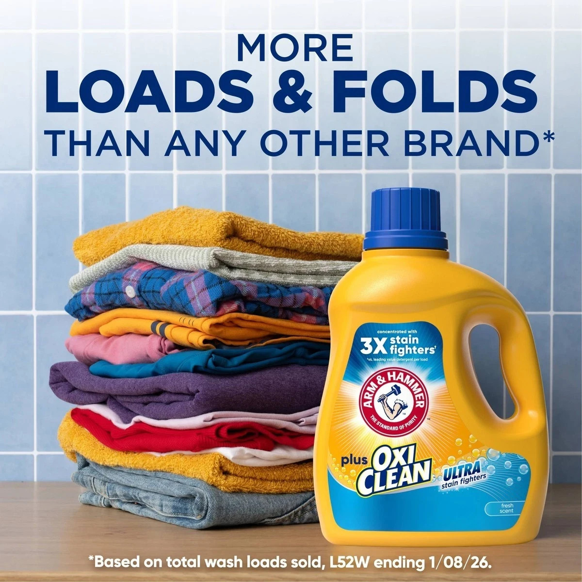 Arm &Hammer Plus OxiClean Ultra Stain Fighters Fresh Detergent 122 Loads-158.6oz