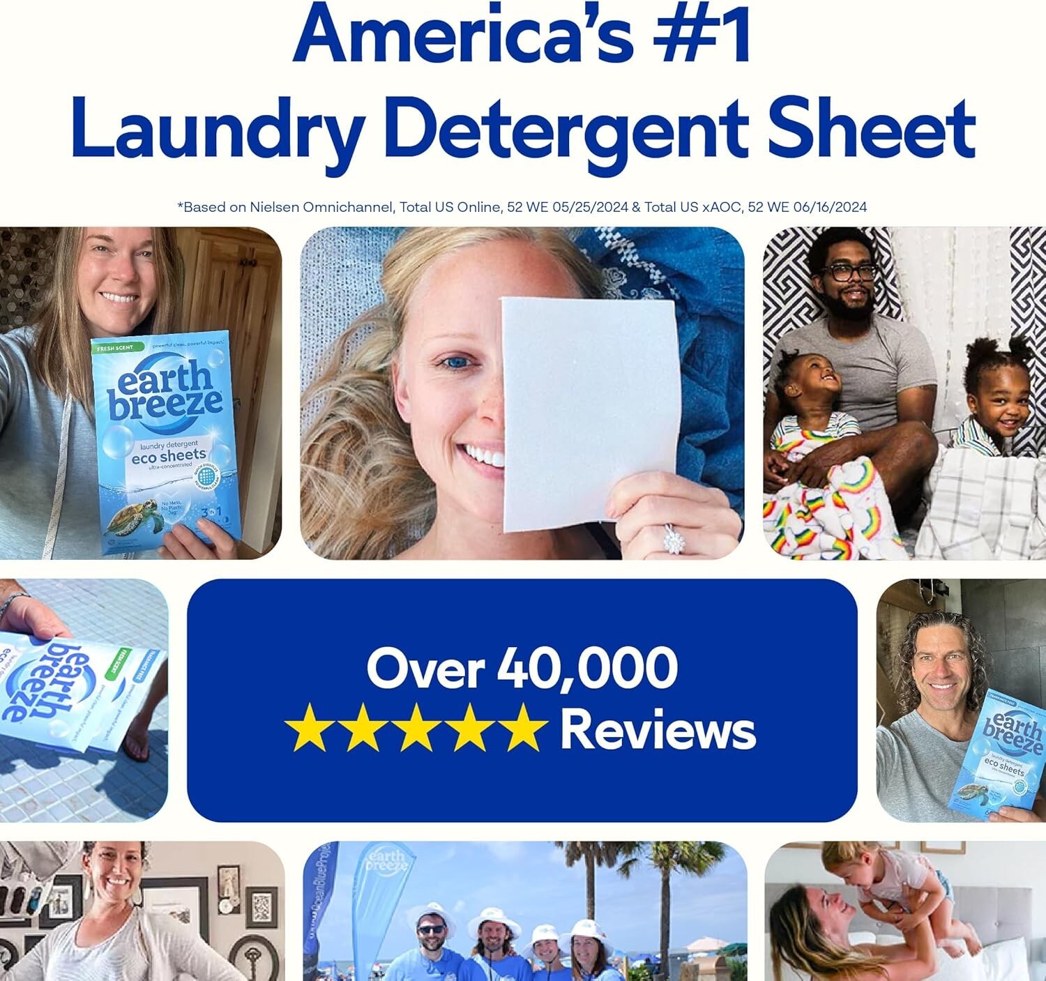 Earth Breeze Laundry Detergent 30-Eco Sheets Fragrance Free Up to 60 Loads – New