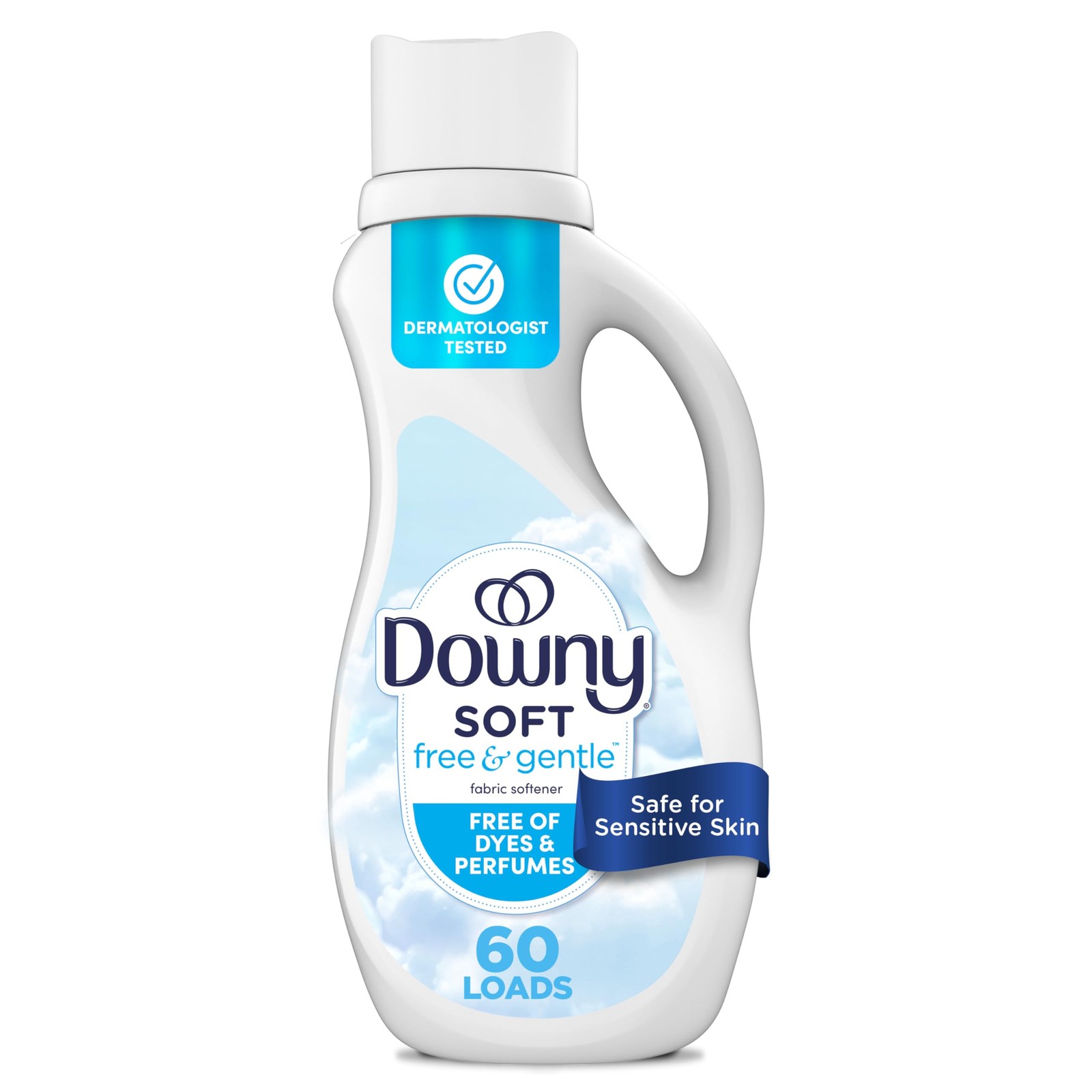 & Gentle Liquid Fabric Softener, 44 fl oz, 60 Loads, Hypoallergenic, Sensitiv…