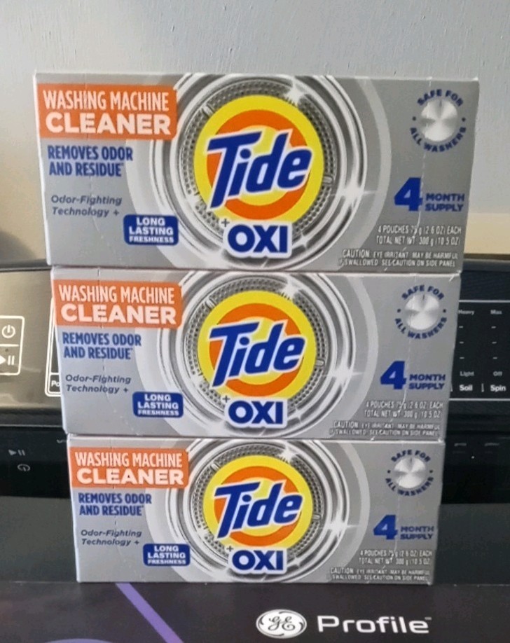 (3) Tide plus Oxi Washing Machine Cleaner 4 Month Supply