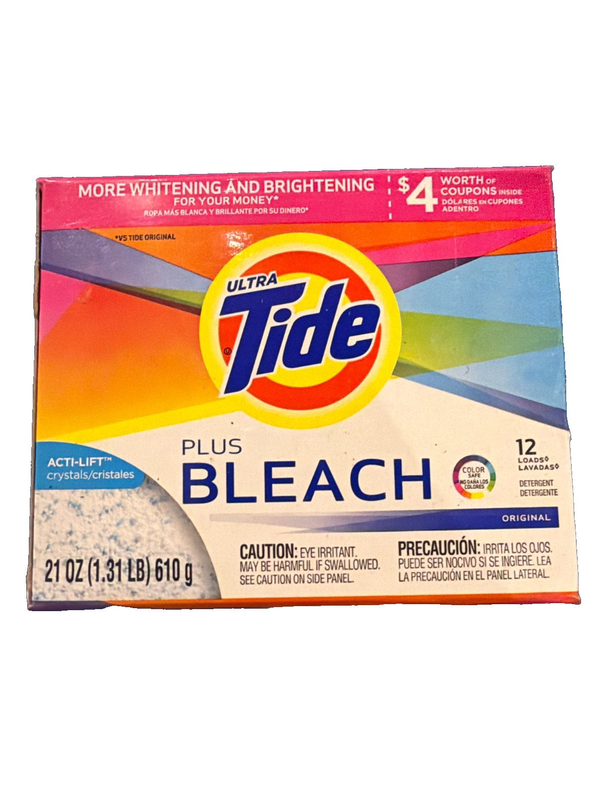 Tide Vivid White + Bright Bleach Laundry Detergent Powder 21 oz 12 Loads