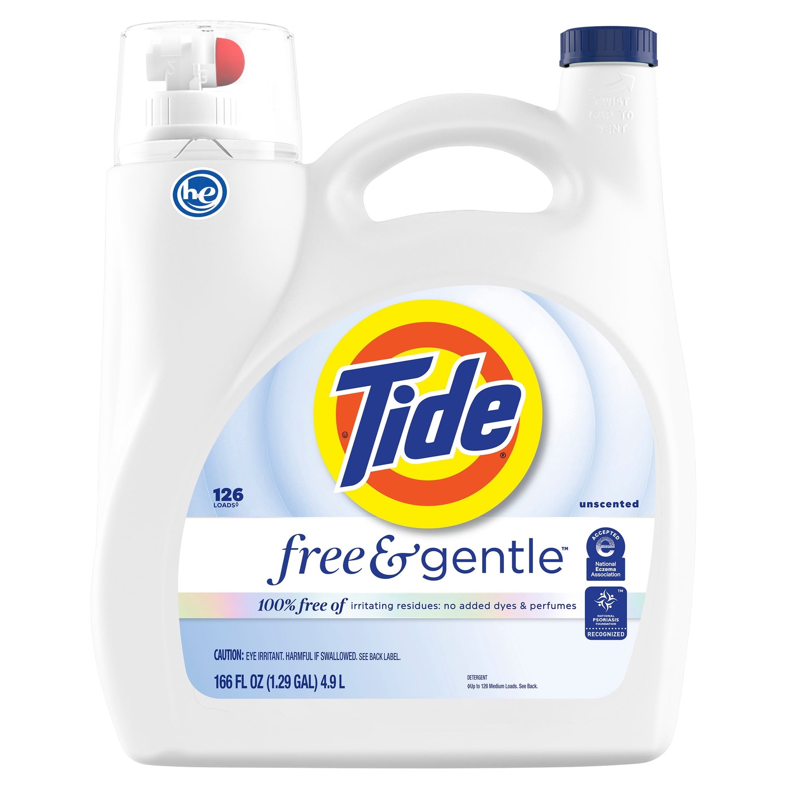 Tide Free & Gentle Laundry Detergent Liquid, 166 fl oz, 126 Loads
