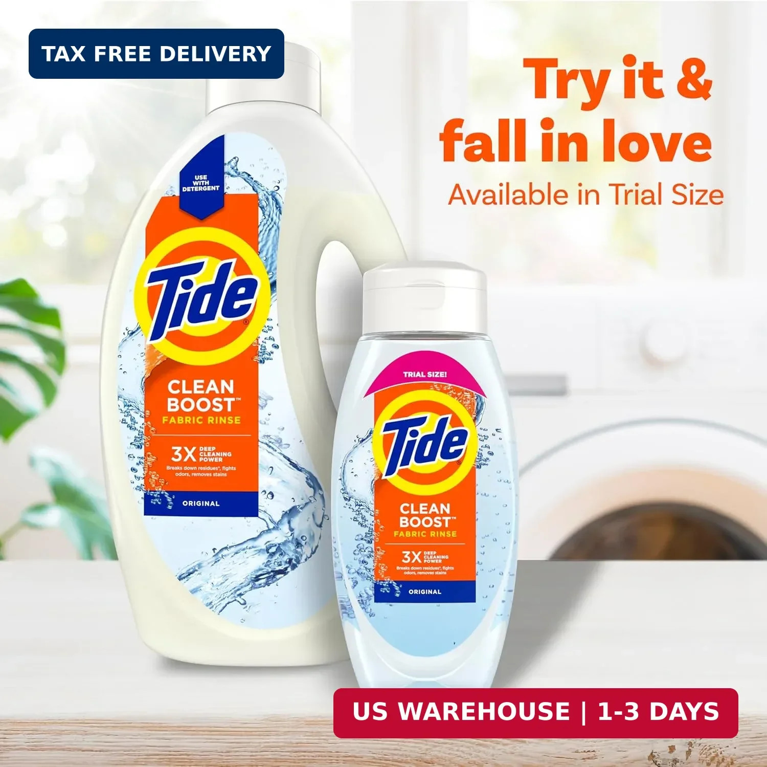 Tide Clean Boost Fabric Rinse, 62 fl oz fl oz, Removes Odors and Residues, Safe