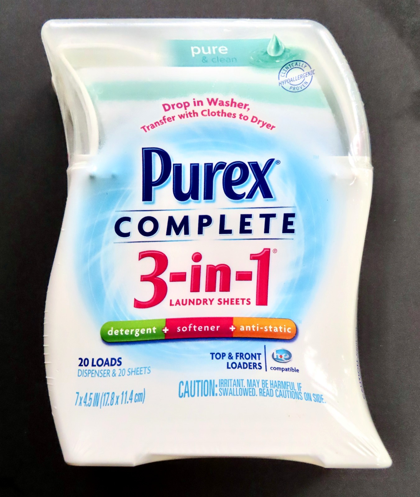 Purex Complete 3 in 1 Laundry Sheets Detergent Softener Anti-Static 20ct Sealed
