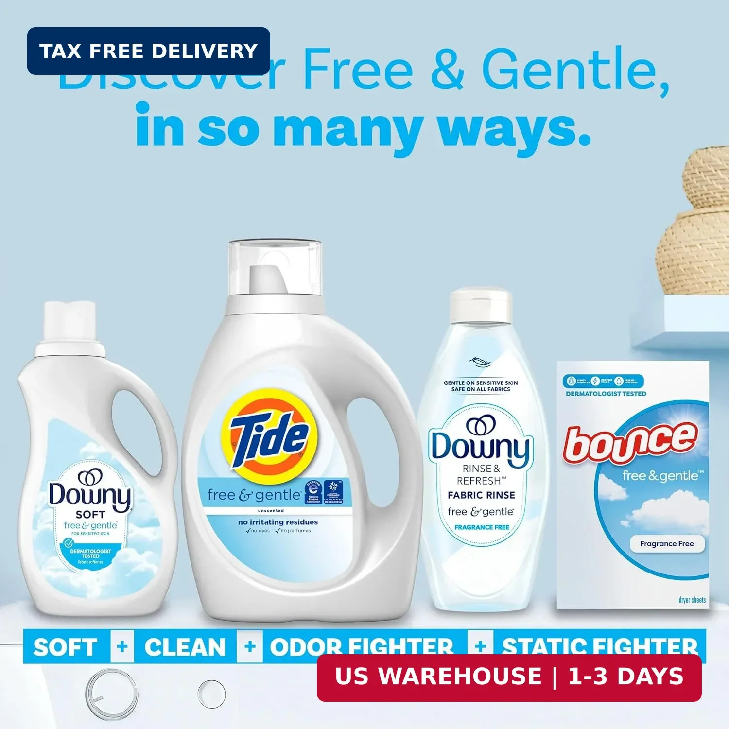 Tide Free & Gentle Liquid Laundry Detergent, 64 Loads, 84 fl oz, Tide Laundry De