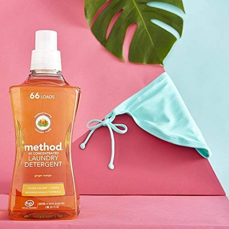 Method Liquid Laundry Detergent, Ginger Mango, 66 Loads per Bottle, Hypoallergen