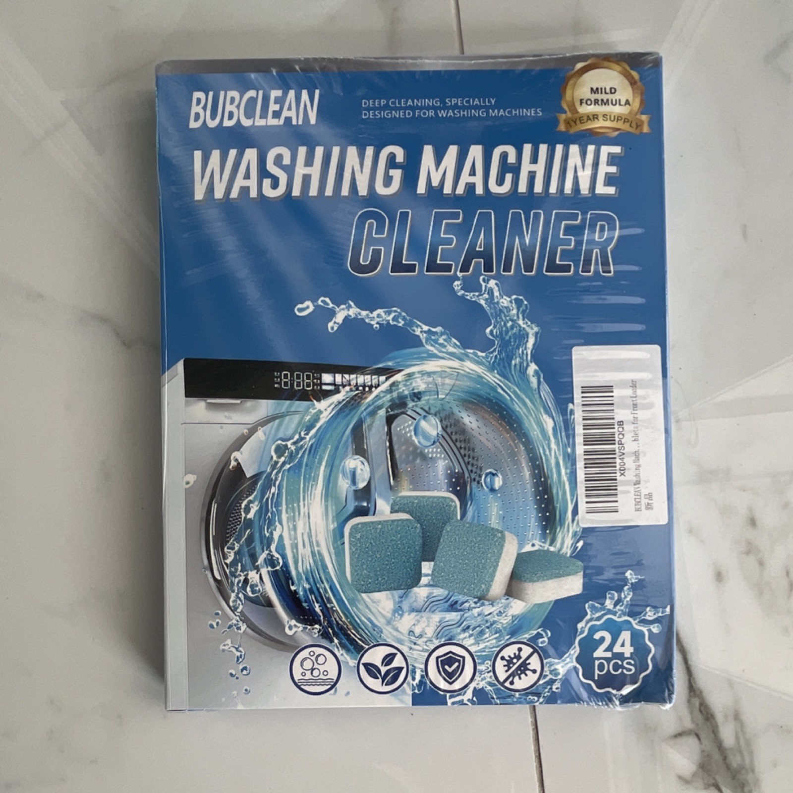 Bubclean Washing Machine Cleaner Tablets Effervescent Mild Formula 24pcs