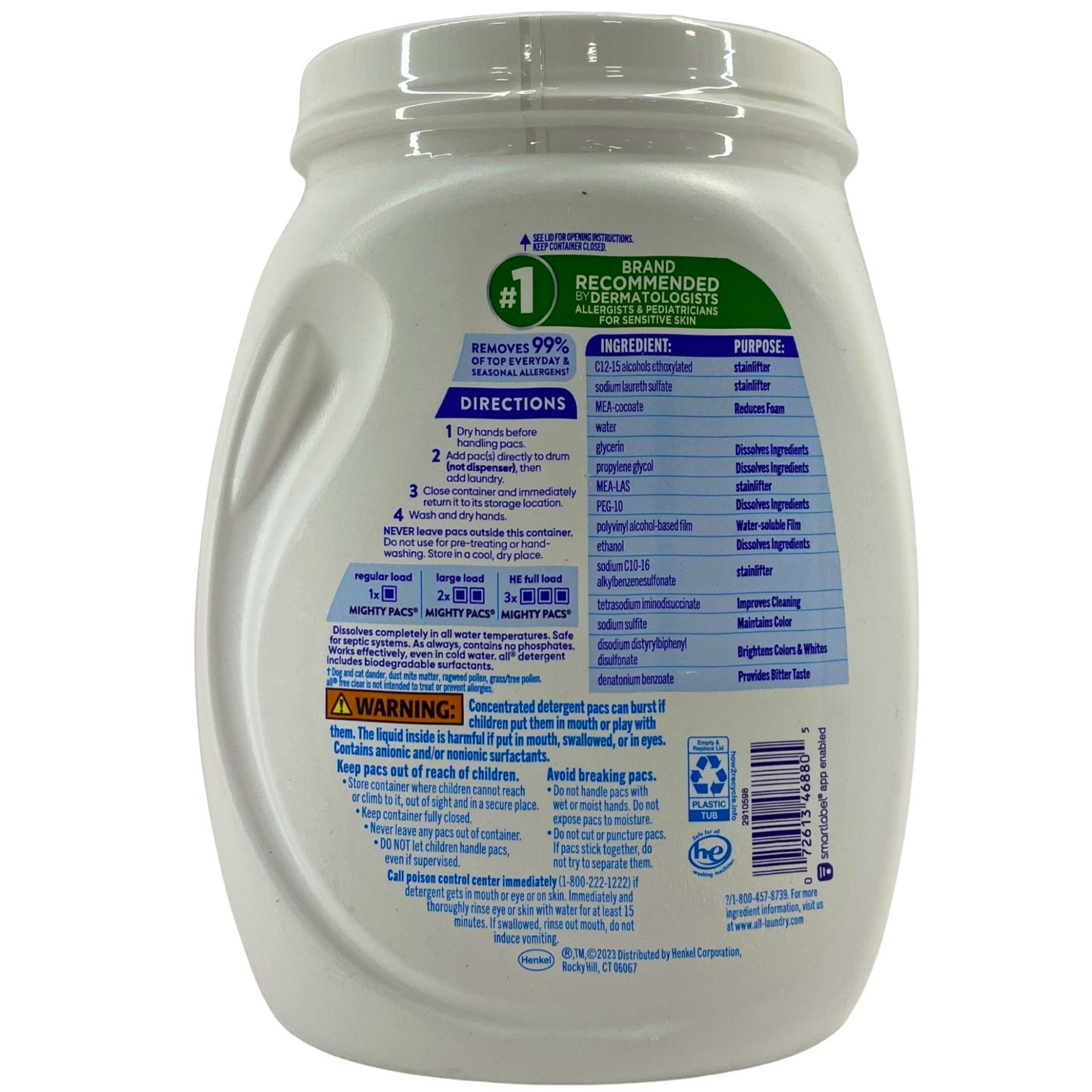 All Free Clear Mighty Pacs Laundry Detergent 60 Count 4 Pack New