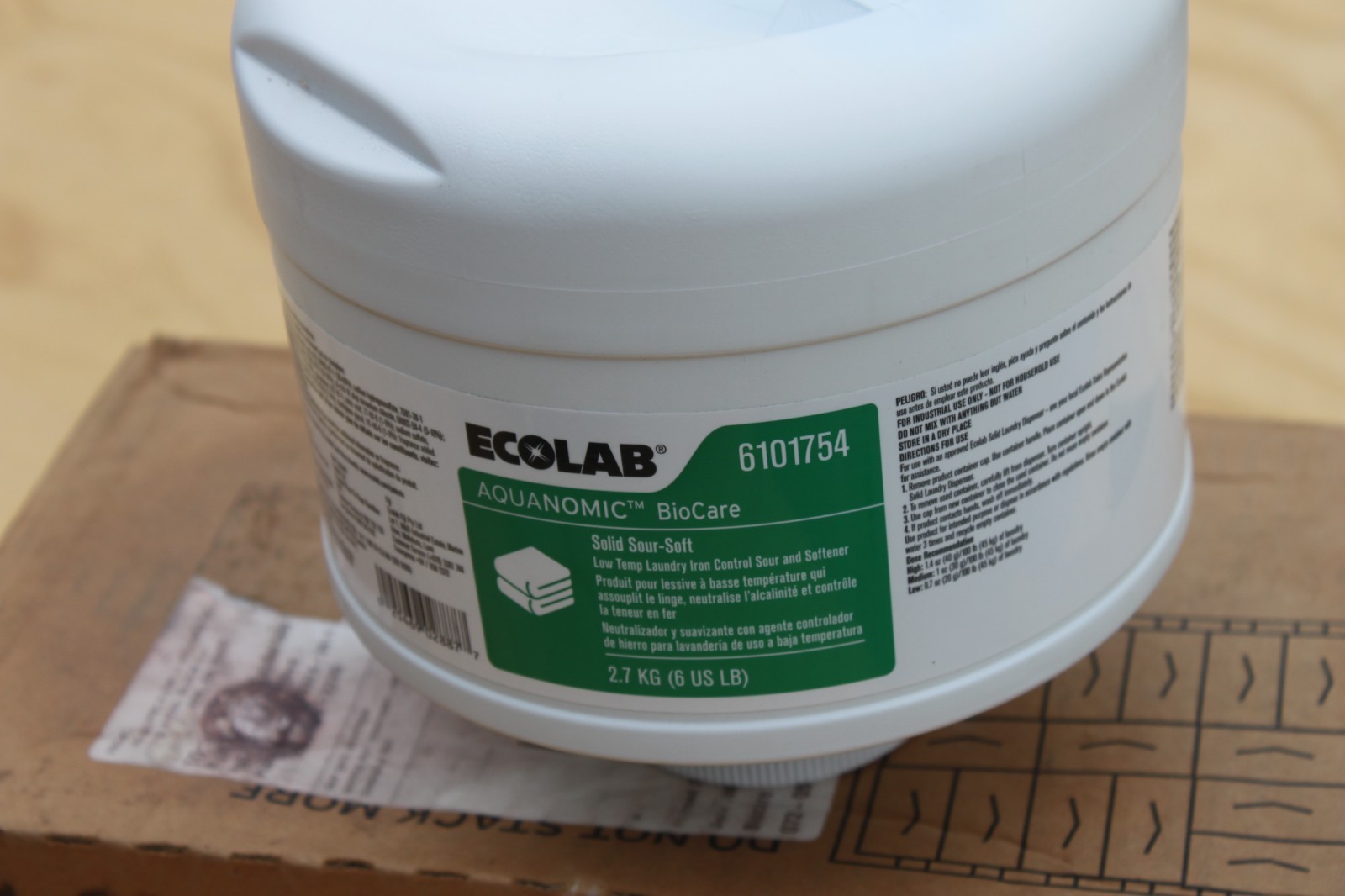 Lot of Three (3) Ecolab 6101754 Aquanomic Biocare Solid Sour-Soft | 6lbs Units